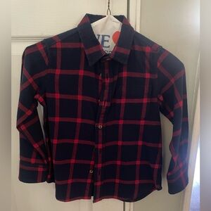 CREWCUTS Boys Flannel Button Down Shirt; size 4/5; Red and Navy blue.